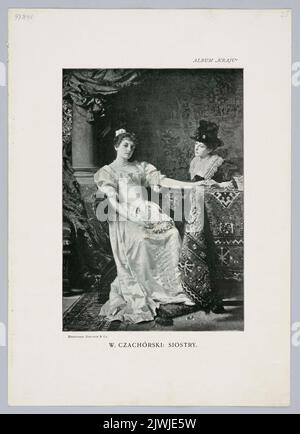 Reproduktion eines Gemäldes: Władysław Czachórski (1850-1911), Schwestern ; Blatt aus der Serie Album von 'Kraj', `Kraj` 1906 (?). Meisenbach Riffarth & Co. (Monachium, Berlin, Lipsk ; Zakład graficzno-reprodukcyjny ; 1892-?), Reproduktionsatelist, Kraj (Petersburg ; czasopismo ; 1882-1909), Verlag Stockfoto